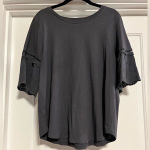 Loft eyelet detail short sleeve top.